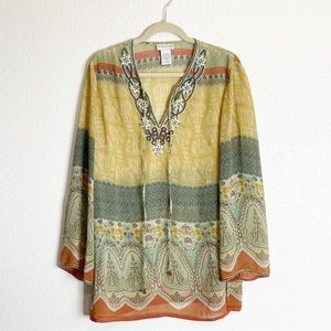 Soft Surroundings Boho Beaded  Tunic Top M